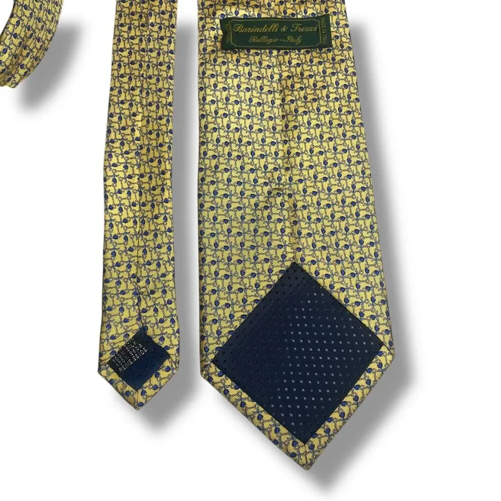 Barindelli & Trezzi 100% Silk Tie Necktie For Men Made in Italy Yellow Blue